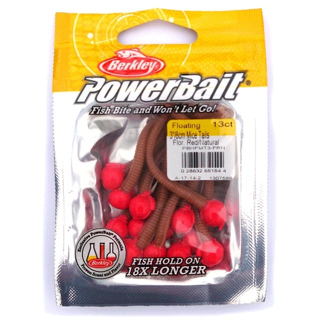 berkley 3 mice tails fishing PowerBait Floating White/Bubblegum Garlic / 3" Berkley PowerBait makes novice anglers good and good anglers great Berkley PowerBait Floating Mice Tails