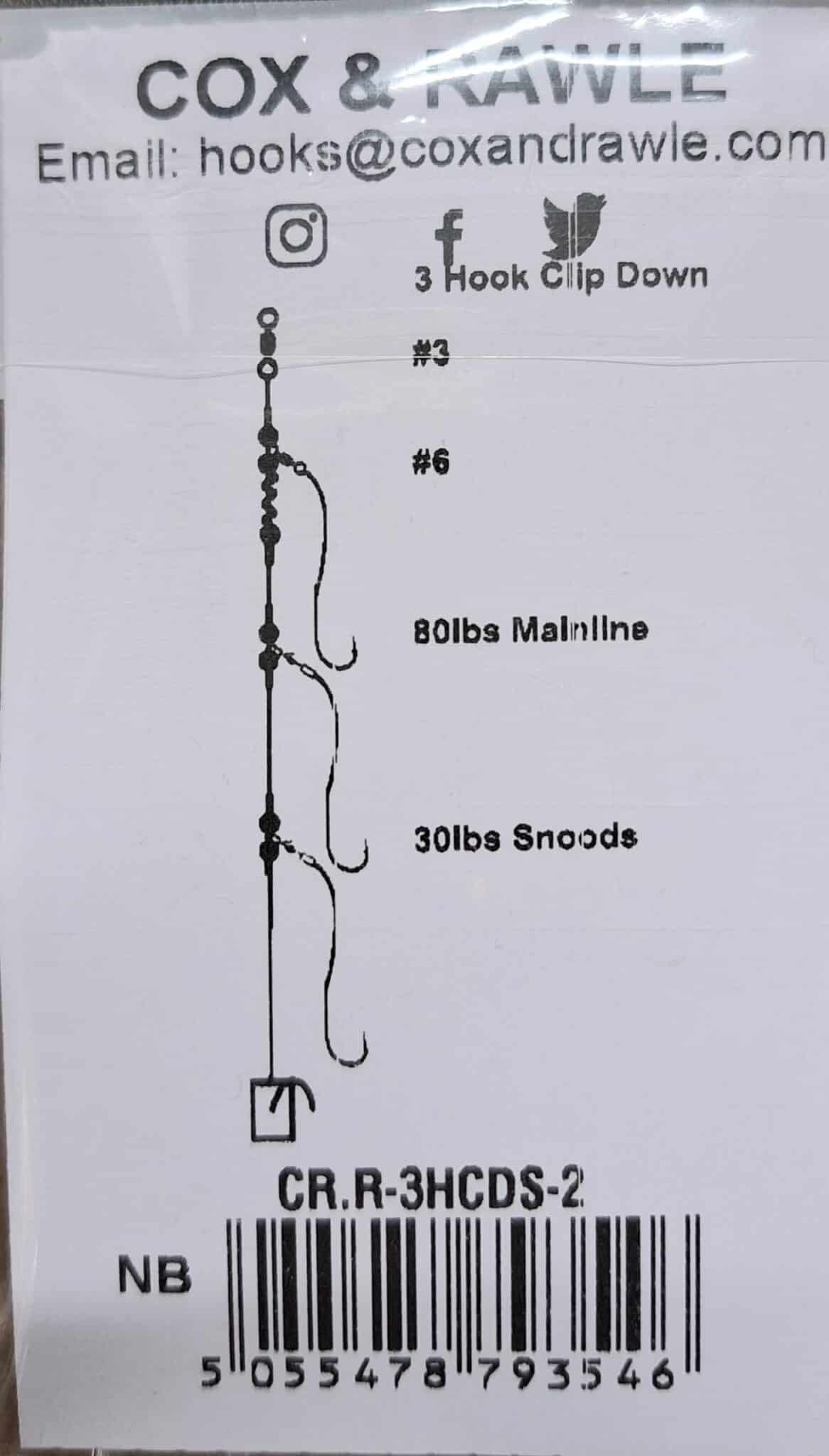 Cox & Rawle 3 Hook Clipdown Rig #2 - Veals Mail Order