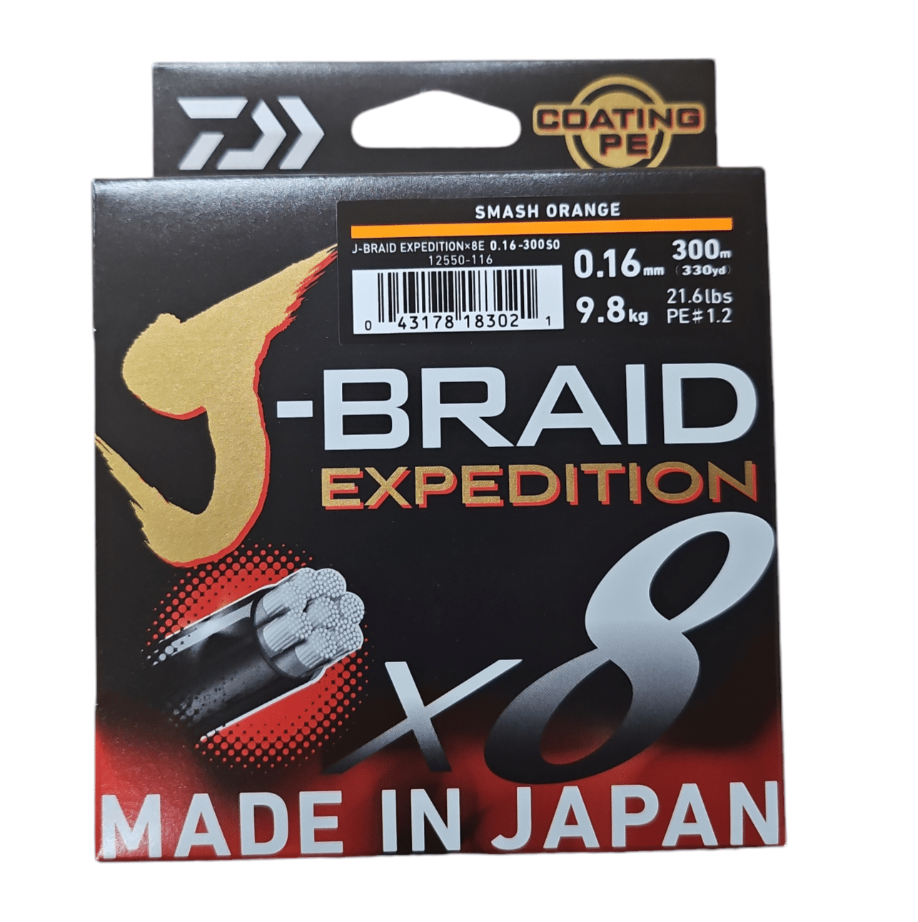 Daiwa J-Braid Expedition X8 - Smash Orange 300m - Veals Mail Order