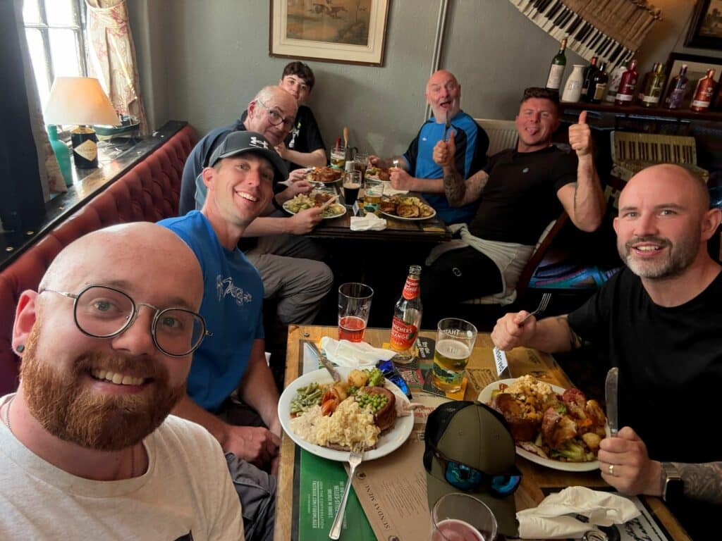 men sat down to lunch