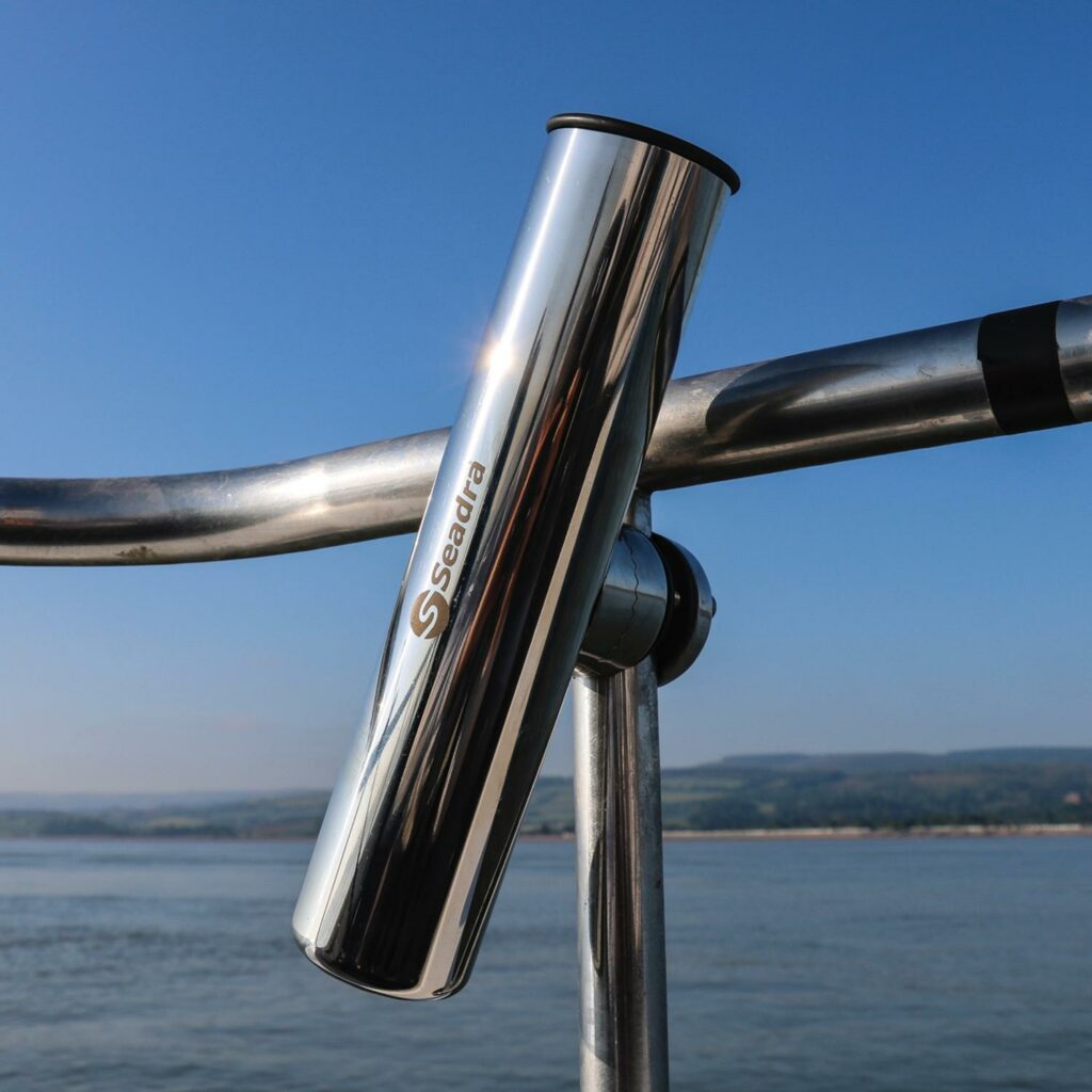 a fishing rod holder on a boat