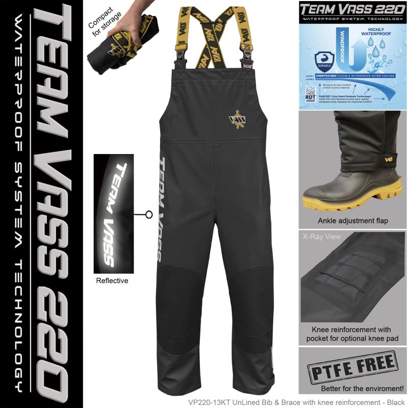 Team Vass 220 UnLined Bib brace Team Vass 220 Unlined Bib & Brace Grey/Black - Image 1