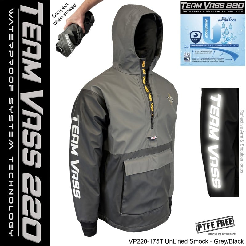 Team Vass 220 UnLinedm smock Team Vass 220 Unlined Smock Grey/Black - Image 1