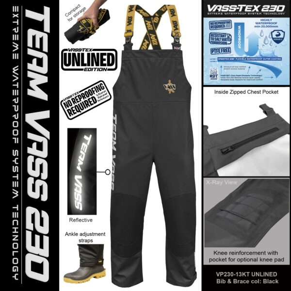 Team Vass 230 Unlined Bib & Brace Black